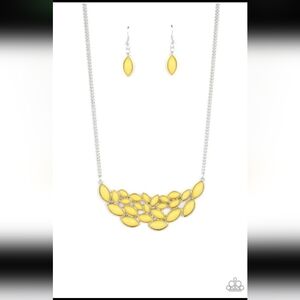 Paparazzi Yellow Leaf Necklace and Earring Set Eden Escape Fashion Jewelry